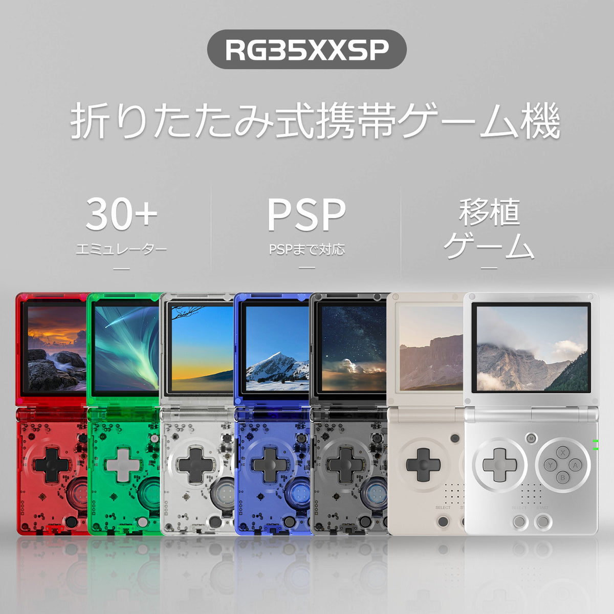 RG35XXSPの折りたたみ式本体とカラーバリエーション