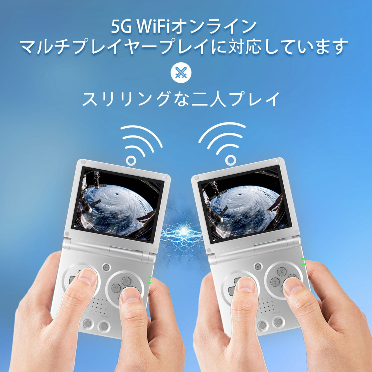 RG35XXSPを2台使ったWi-Fiマルチプレイのイメージ