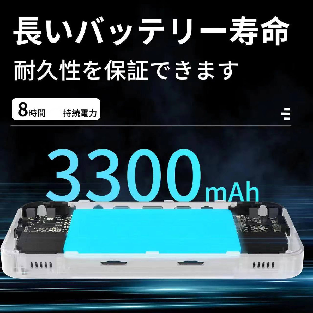 RG35XX Hの3300mAhバッテリーを示す内部構造図