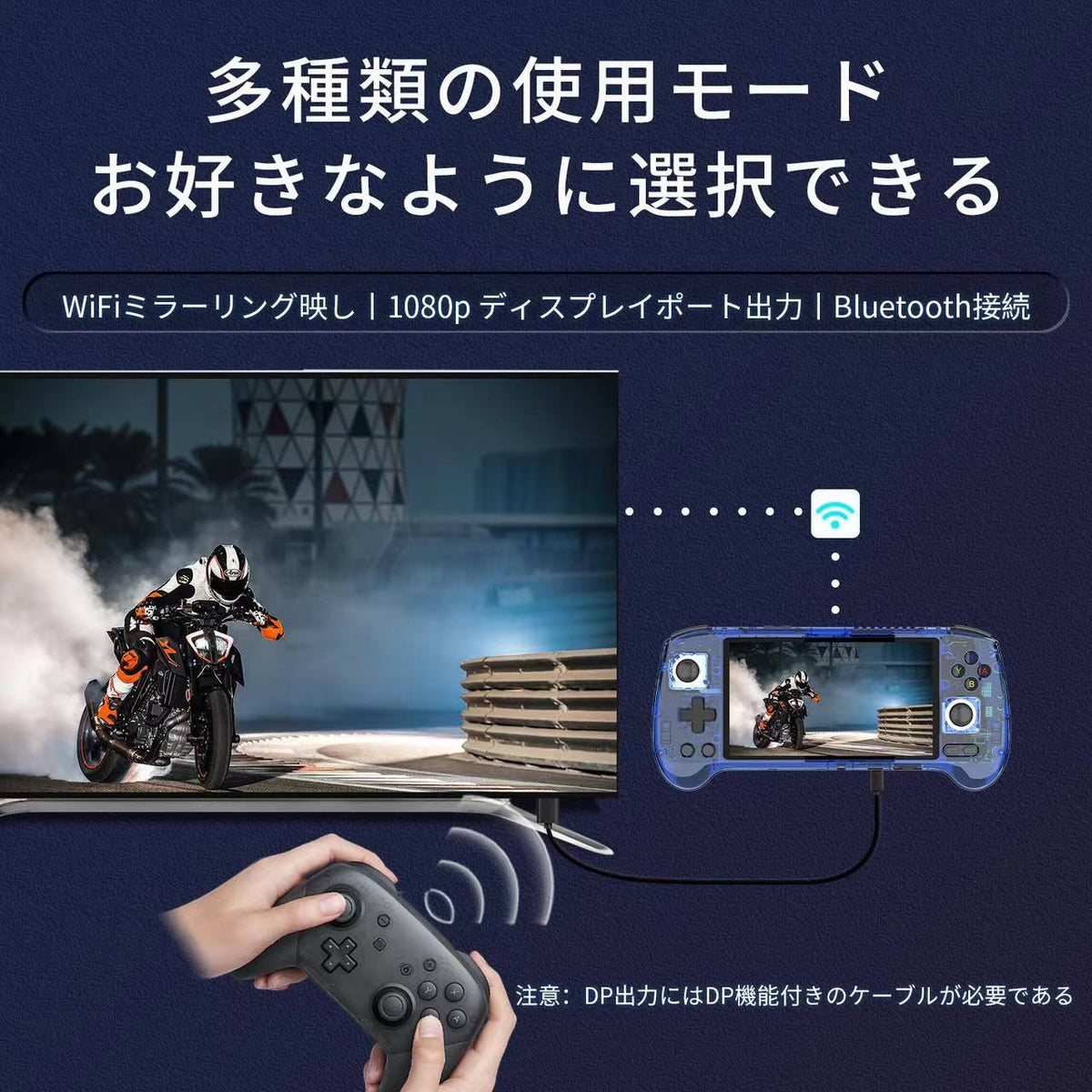 RG556の外部ディスプレイ出力とBluetoothコントローラーの接続例