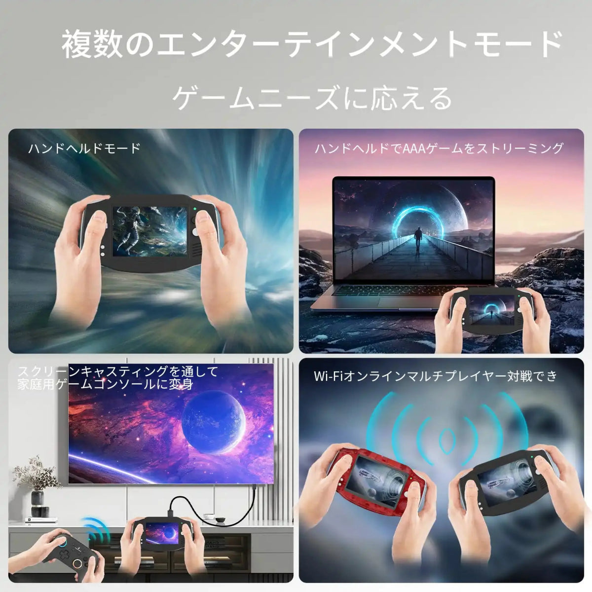 RG 34XXの携帯プレイ、ストリーミング、テレビ表示、Wi-Fi対戦