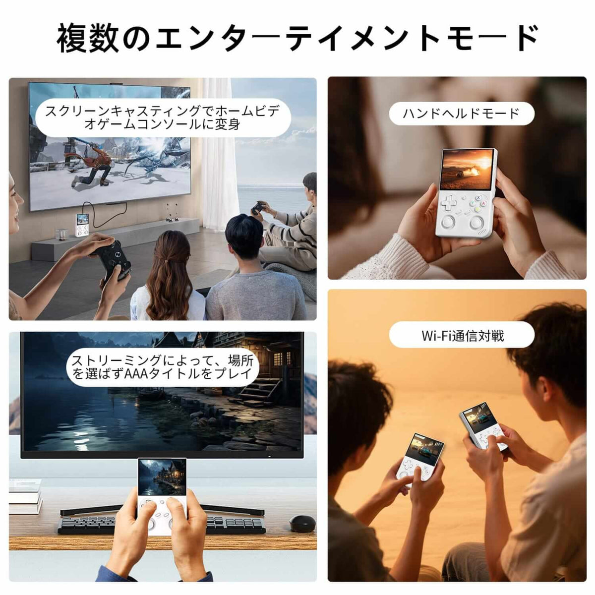 RG 35XXProのテレビ表示、携帯モード、ストリーミング、Wi-Fi対戦