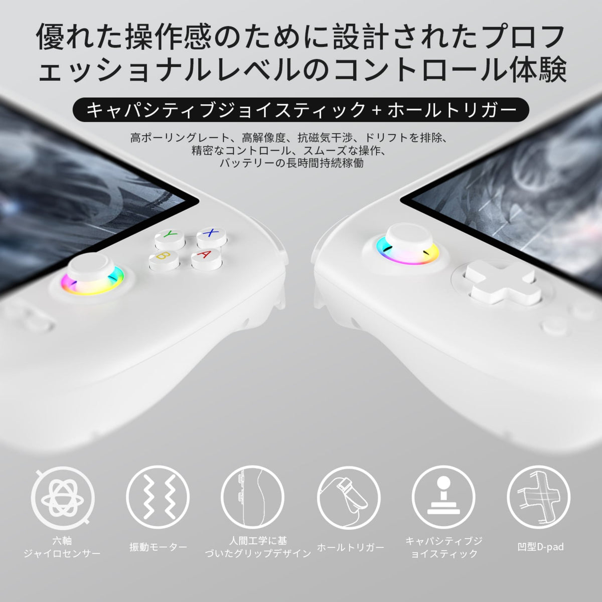 RG 557の静電容量式ジョイスティック、ホールトリガー、人間工学に基づくグリップ