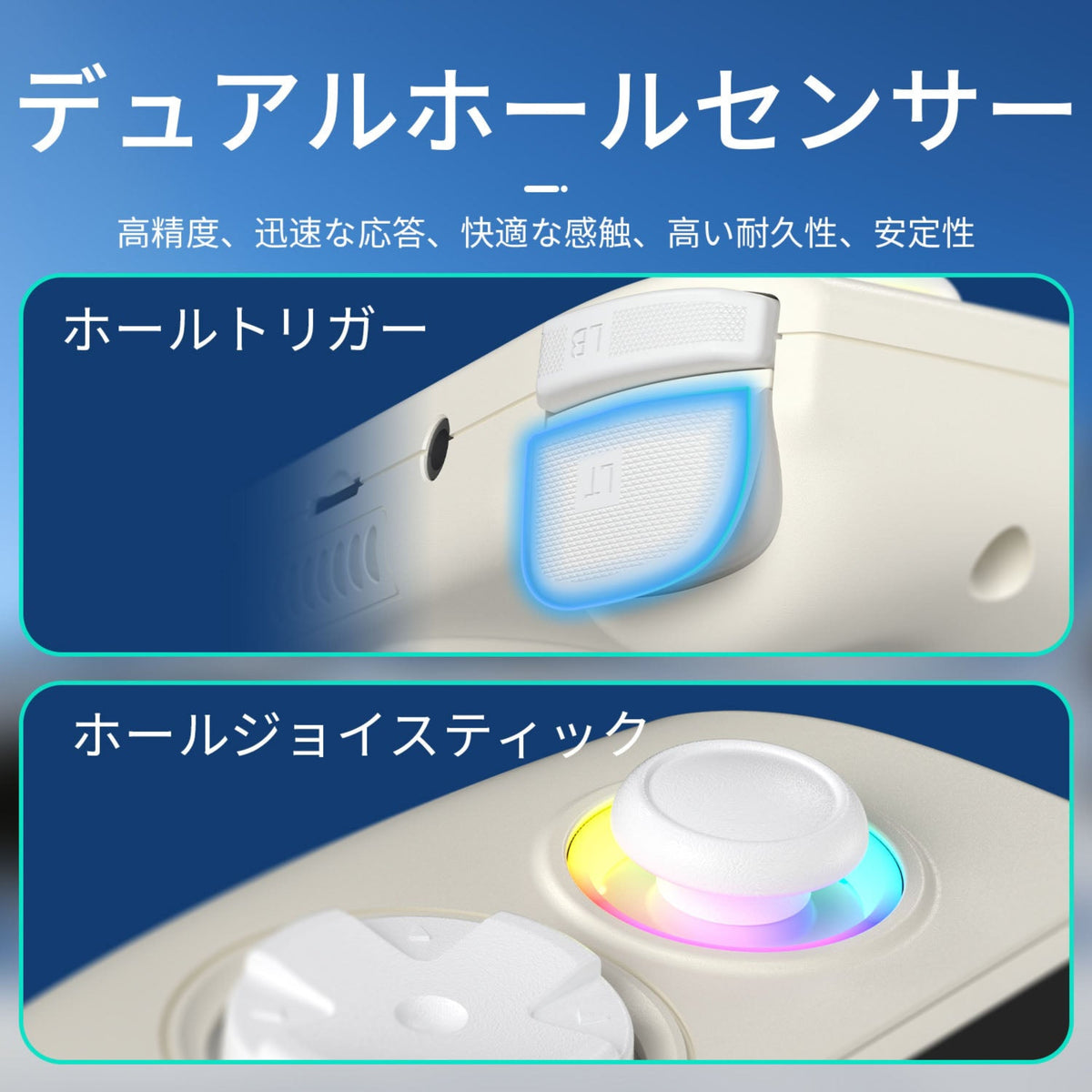 RG Cubeのホールトリガーとホールジョイスティックの拡大図