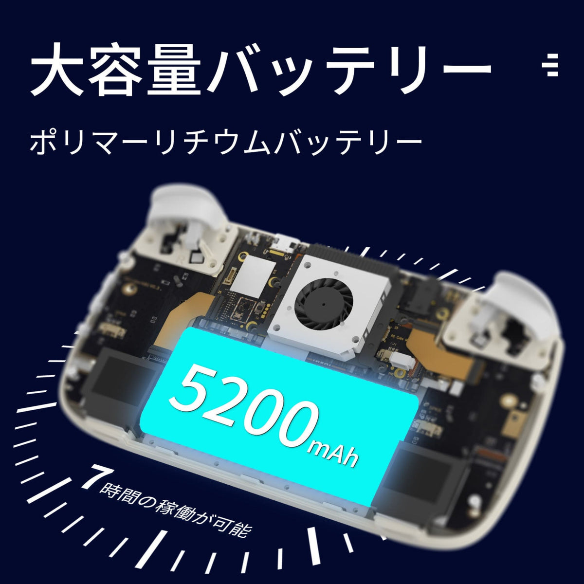 RG Cubeの5200mAhバッテリーを示す内部構造図