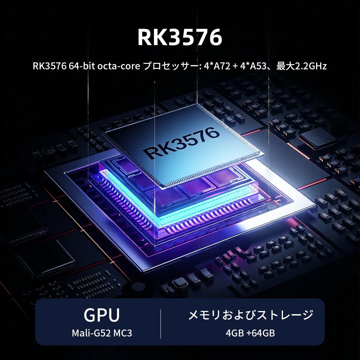 RK3576 8コア64ビットプロセッサ Mali-G52 GPU搭載